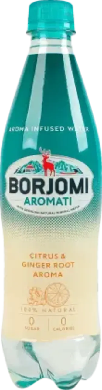 Напій Borjomi Aromati безалкогольний сильногазований з ароматом цитрусових та кореню імбиру 500 мл