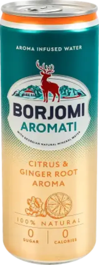 Напій Borjomi Aromati безалкогольний сильногазований з ароматом цитрусових та кореню імбиру 330 мл