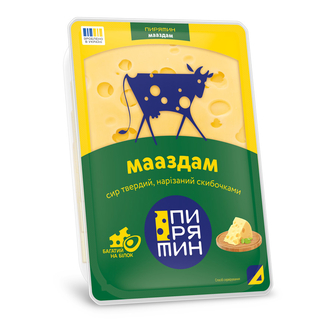 Сир твердий 130 г Пирятин Мааздам пластини 45% газ/упак 