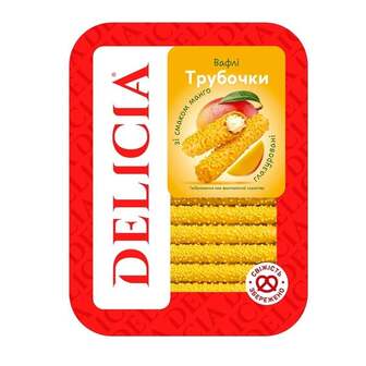Вафельні трубочки 250 г Delicia зі смаком Манго п/уп 