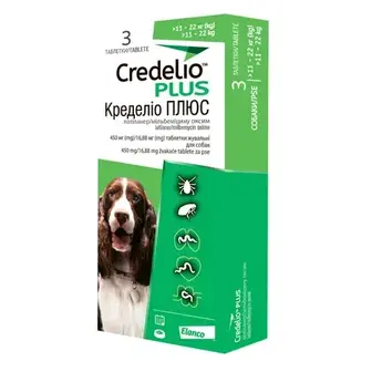 Таблетки для собак Elanco Credelio Plus від 11 до 22 кг, 3 шт