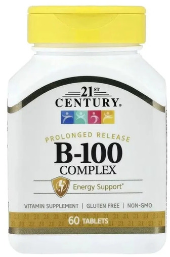 B-Комплекс 100, пролонгованої дії, B-100 Complex, Prolonged Release, 21st Century, 60 таблеток