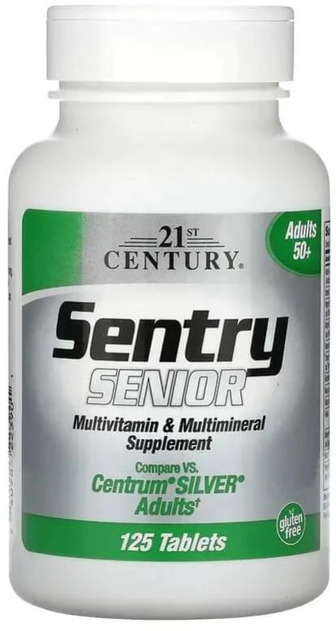 Мультивітаміни та мультимінерали для дорослих 50+, Sentry Senior, Multivitamin & Multimineral Supplement, Adults 50+, 21st Century, 125 таблеток