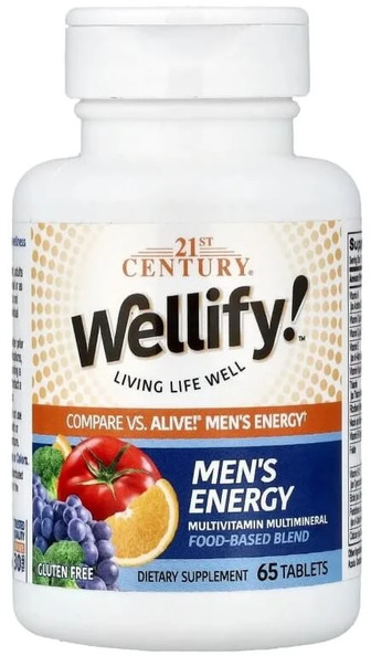 Мультивітаміни та мультимінерали для чоловіків, Wellify, Men's Energy, Multivitamin Multimineral, 21st Century, 65 таблеток