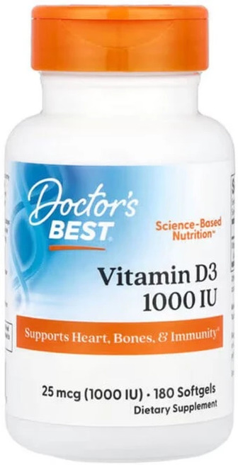 Вітамін Д3 Doctor's Best Vitamin D3 25 мкг (1000 МО), 180 гелевих капсул