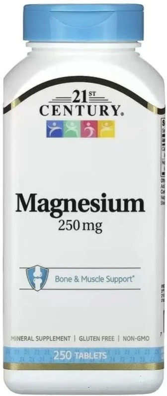 Магній, 250 мг, Magnesium, 21st Century, 250 таблеток