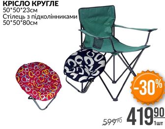 КРІСЛО КРУГЛЕ 50*50*23см Стілець з підколінниками 50*50*80см