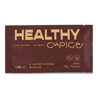 Шоколад Healthy Choice з карамелізованим фундуком (25г)