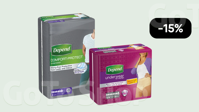 -15% на урологічну білизну Depend