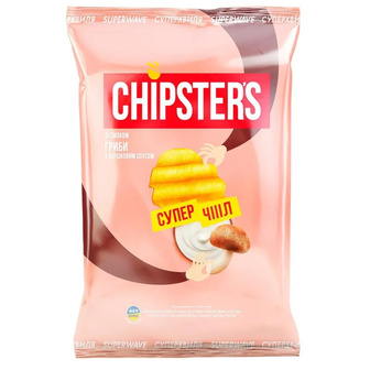 Чипси Chipster's картопляні зі смаком Гриби з вершковим соусом хвилясті 95 г (4823127313343)