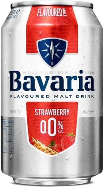 Пиво безалкогольне Bavaria Malt Strawberry світле фільтроване 0%, 330 мл