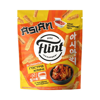 Сухарики пшеничні Flint Asian зі смаком Гостра кімчі з соусом Солодкий чилі 75 г (4823127318713)