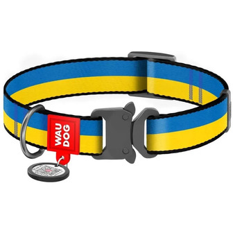 Нашийник для собак Waudog Colors of freedom, з QR паспортом, металева пряжка-фастекс, S, 23-35х1,5 см