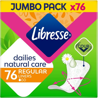 Прокладки гігієнічні Libresse Natural Care Dailies Regular 1 крапля 76 шт (7322542083819)