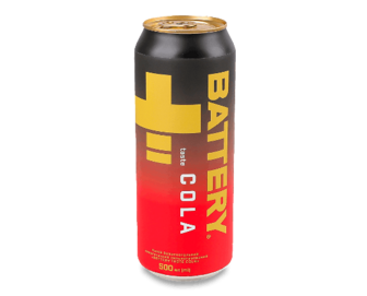 Напій енергетичний Battery Taste Cola безалкогольний сильногазований з/б (0,5л)
