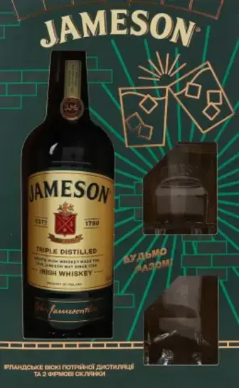 Віскі Jameson 40% 0.7 л з двома бокалами