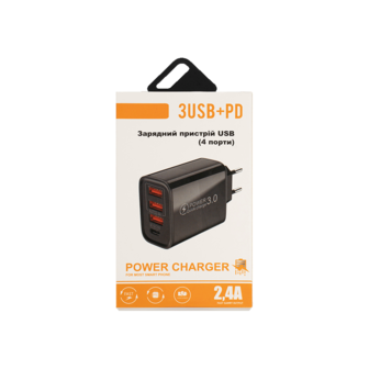 Заpядний пpиcтpiй USB на 4 поpти 