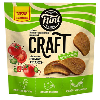Грінки Flint Craft Grenki житньо-пшеничні хвилясті зі смаком Томат спайсі 80 г (4823127317822)