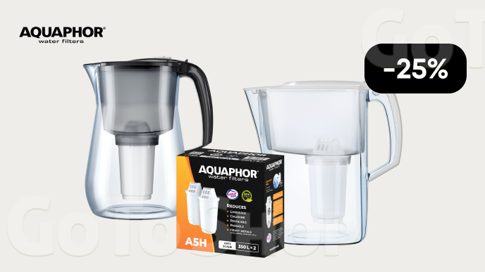 -25% на водоочисні глечики та модулі від AQUAPHOR