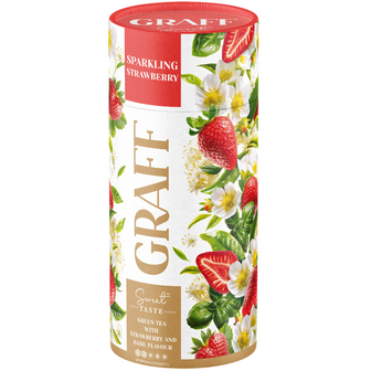 Чай зелений Graff з ароматом полуниці та базиліка Полуничне ігристе/Sparkling Strawberry 80 г