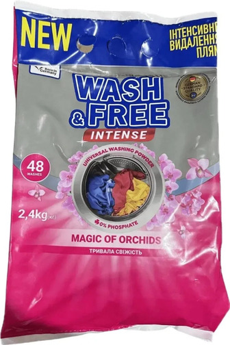 Пральний порошок Washu0026Free Магія орхідей 48 циклів прання 2.4 кг (4823128005650)