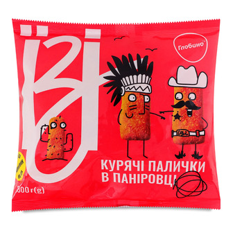 Палички курячі Глобино Їзі в паніровці заморожені 300 г (4820112659257)