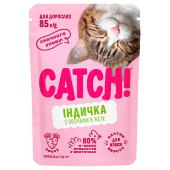 Корм вологий для дорослих котів Catch! індичка з овочами в желе 85 г (4820261921953)