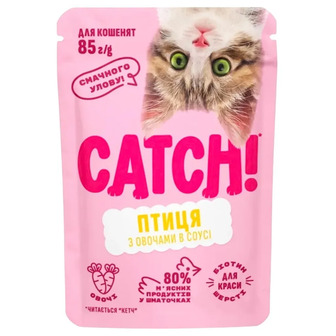 Корм вологий для кошенят Catch! птиця з овочами в соусі 85 г (4820261922004)