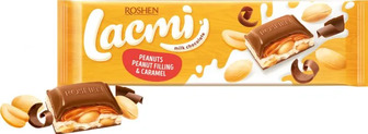 Шоколад молочний Roshen Lacmi з арахісом і карамельно-арахісовою начинкою, 295 г