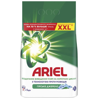 Пральний порошок Ariel Гірське Джерело 37 циклів прання 5 кг (8006530178112)