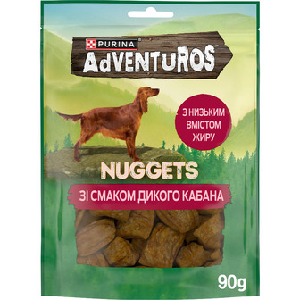 Ласощі для собак Adventuros Nuggets Шматочки зі смаком дикого кабана 90 г (7613035516458)