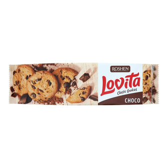 Печиво здобне зі шматочками глазурі Roshen Lovita Classic Cookies, 150 г