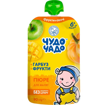 Пюре фруктово-овочеве Чудо-Чадо Гарбуз з фруктами для дітей від 6 місяців 90 г (4820016255838)