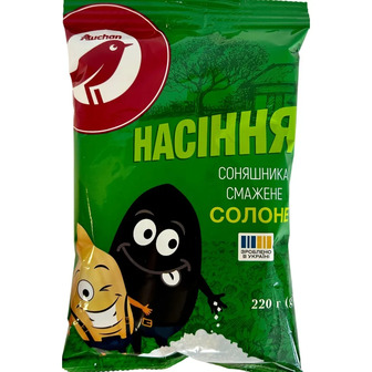 Насіння соняшника Auchan смажене солоне 220 г (4823090141509)