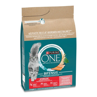 Корм сухий для дорослих стерилізованих котів Purina One Sterilcat повнораціонний з лососем 2.8 кг (8445291934795)
