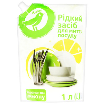 Засіб Auchan Лимон для миття посуду 1 л (4820268103789)
