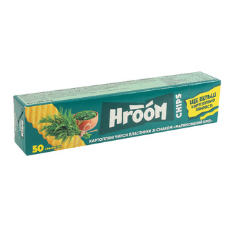 Чипси Hroom! картопляні зі смаком Маринований кріп пластинки 50 г (4823127315507)