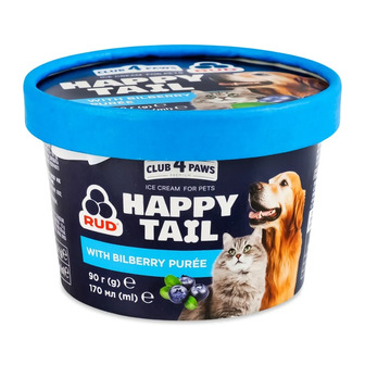 Корм додатковий для домашніх тварин Club 4 Paws Морозиво Happy tail з чорничним пюре 90 г (4823097819838)