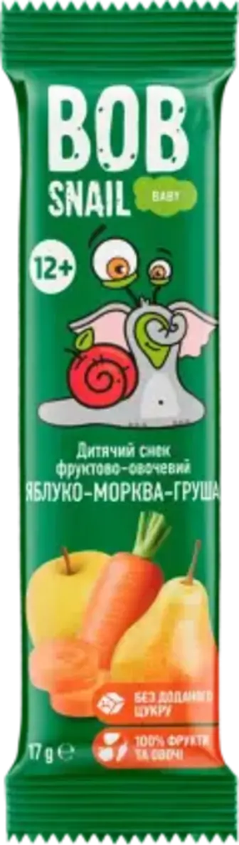 Снек Bob Snail Яблуко-морква-груша 17 г