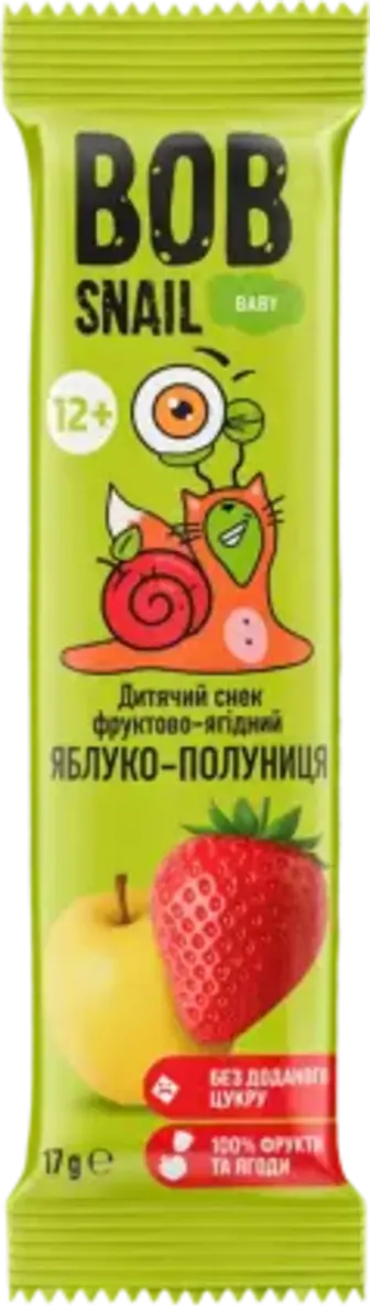 Снек Bob Snail Яблуко та полуниця 17 г