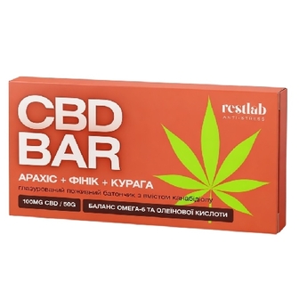 РЕСТЛАБ батончик CBD BAR Арахіс/Фінік/Курага 50г