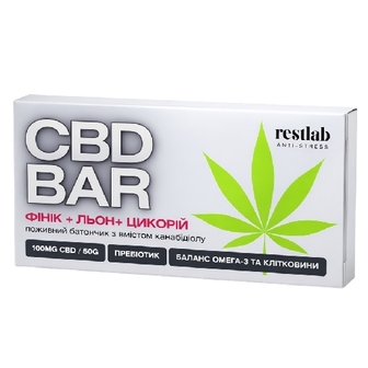 РЕСТЛАБ батончик CBD BAR Фінік/Льон/Цикорій 50г