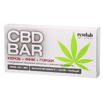 РЕСТЛАБ батончик CBD BAR Кероб/Фінік/Горіхи 50г