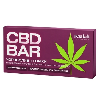 РЕСТЛАБ батончик CBD BAR Чорнослив/Горіхи 50г