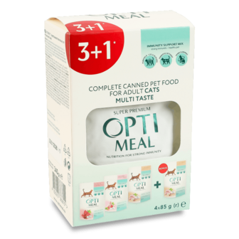 Корм для котів Optimeal ягня+кролик+телятина 3+1 4*85г