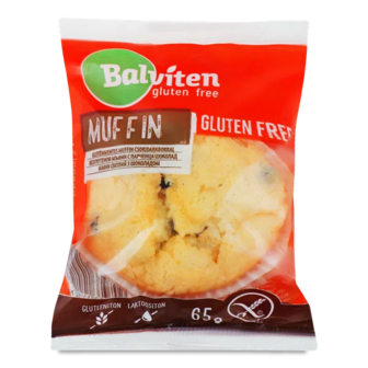 Мафін Balviten з шоколадними краплями без глютена (65г)