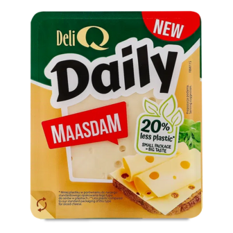 Сир Deli Q Daily Маасдам 45% DE з коров’ячого молока слайси (300г)
