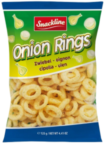 Кукурудзяні кільця Snackline з цибулею, солоні 125 г