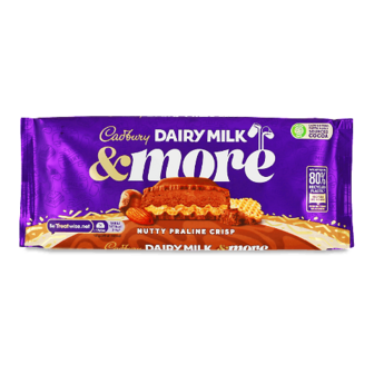 Шоколад молочний Cadbury з горіховим праліне та вафлею 180г (180г)