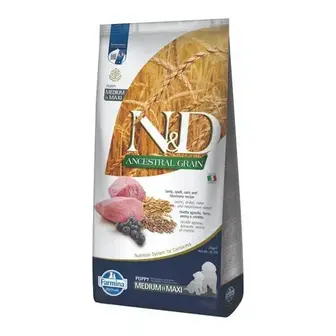 Cухий корм для цуценят Farmina N&D Low Grain Puppy Medium & Maxi 12 кг - ягня, овес, спельта та чорниця